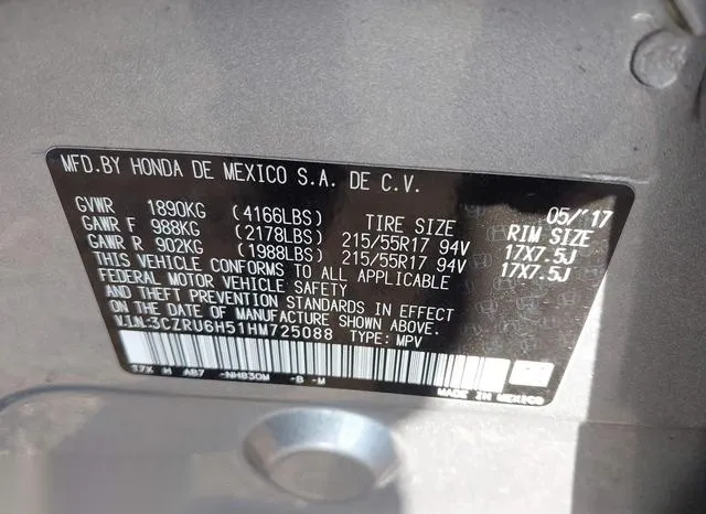 3CZRU6H51HM725088 2017 2017 Honda HR-V- EX 9