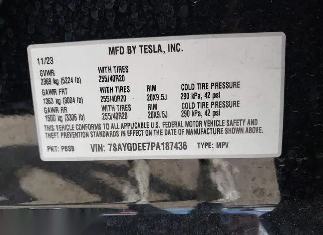 7SAYGDEE7PA187436 2023 2023 Tesla Model Y- Awd/Long Range D 9