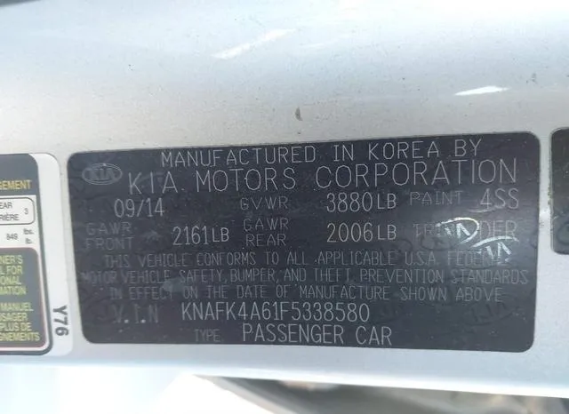 KNAFK4A61F5338580 2015 2015 KIA Forte- LX 9