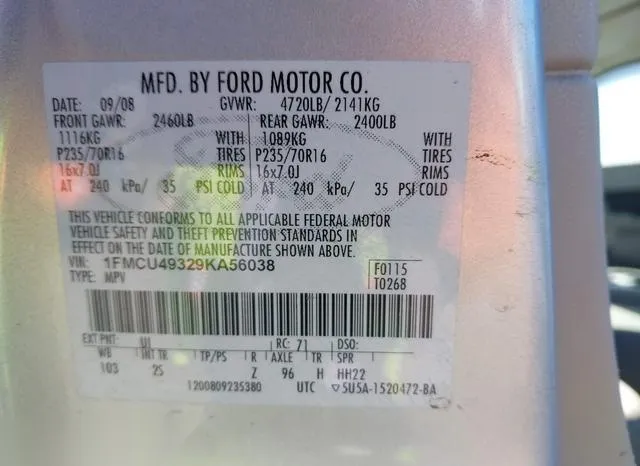 1FMCU49329KA56038 2009 2009 Ford Escape Hybrid- Limited 9