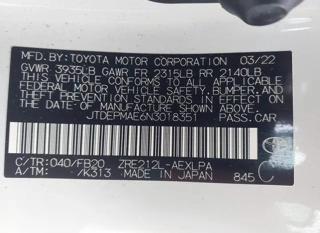 JTDEPMAE6N3018351 2022 2022 Toyota Corolla- LE 9