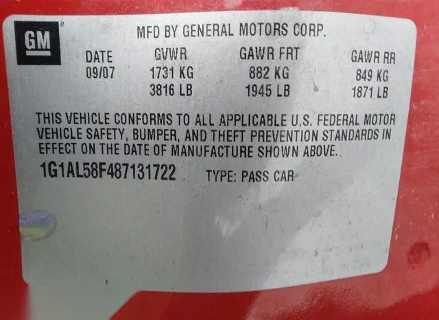 1G1AL58F487131722 2008 2008 Chevrolet Cobalt- LT 9