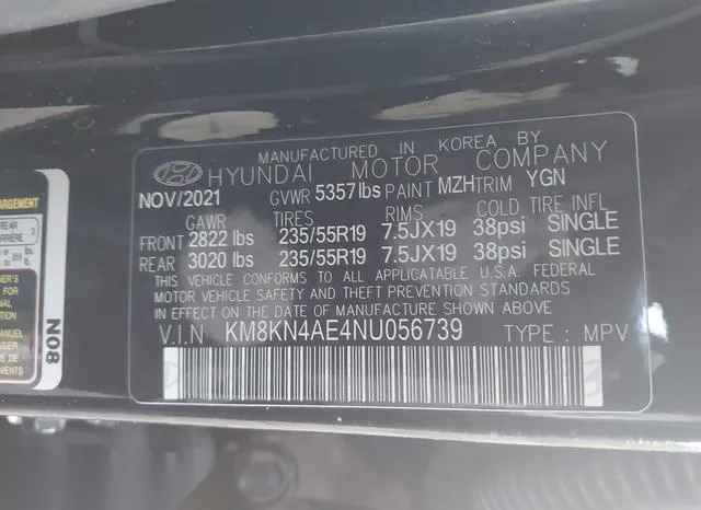 KM8KN4AE4NU056739 2022 2022 Hyundai Ioniq 5- Sel 9