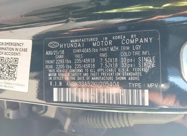 KM8K33A52KU205404 2019 2019 Hyundai Kona- Limited 9