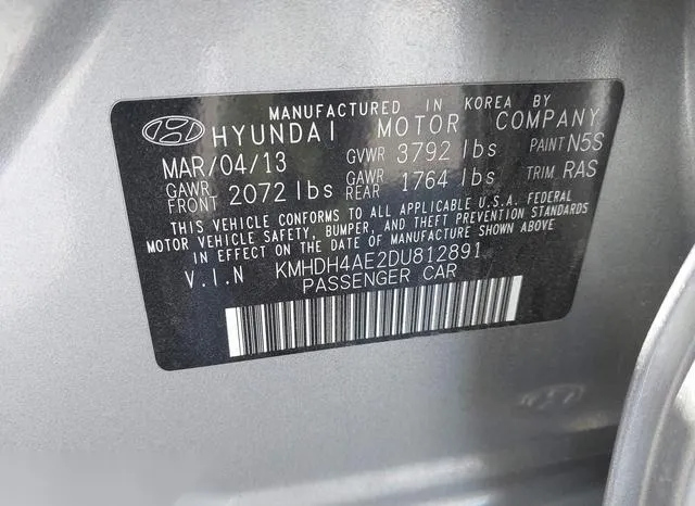 KMHDH4AE2DU812891 2013 2013 Hyundai Elantra- Gls 9