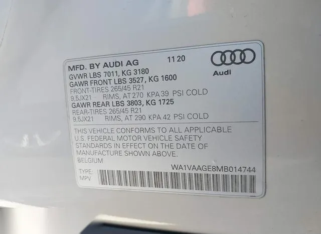 WA1VAAGE8MB014744 2021 2021 Audi E-Tron- Prestige Quattro 9