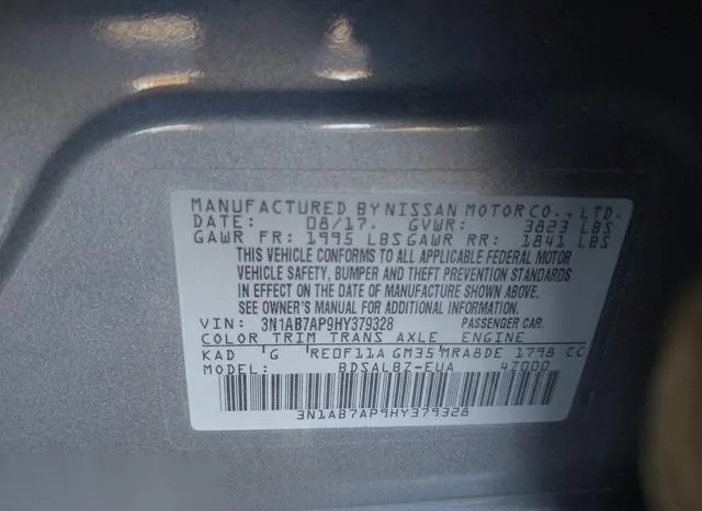 3N1AB7AP9HY379328 2017 2017 Nissan Sentra- S 9