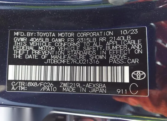 JTDBCMFE7RJ021316 2024 2024 Toyota Corolla- Hybrid Se 9