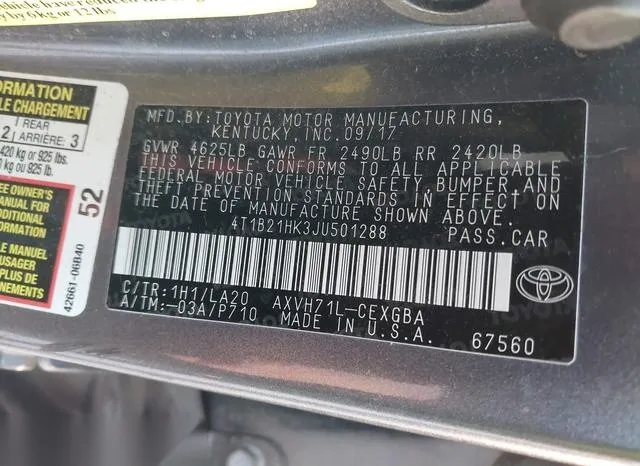 4T1B21HK3JU501288 2018 2018 Toyota Camry- Hybrid Xle 9