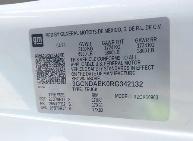 3GCNDAEK0RG342132 2024 2024 Chevrolet Silverado 1500- 4Wd 9