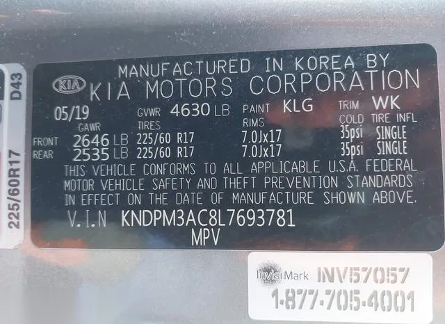 KNDPM3AC8L7693781 2020 2020 KIA Sportage- LX 9