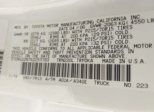 5TENX22N76Z253783 2006 2006 Toyota Tacoma 9