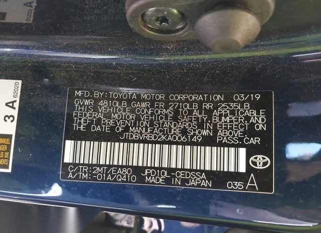 JTDBVRBD2KA006149 2019 2019 Toyota Mirai 9