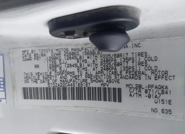 5TDZA22C44S169187 2004 2004 Toyota Sienna- Xle 9