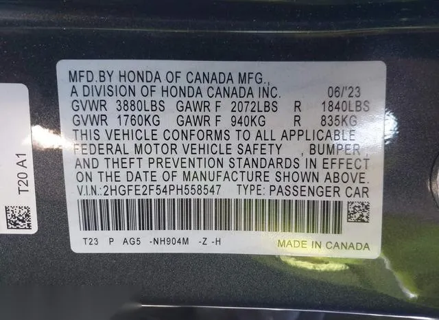 2HGFE2F54PH558547 2023 2023 Honda Civic- Sport 9