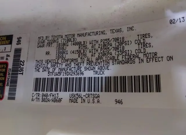 5TFUW5F19DX293696 2013 2013 Toyota Tundra- Grade 5-7L V8 9