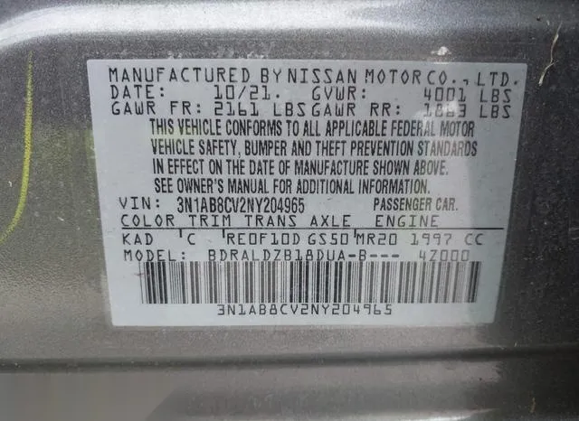 3N1AB8CV2NY204965 2022 2022 Nissan Sentra- Sv Xtronic Cvt 9