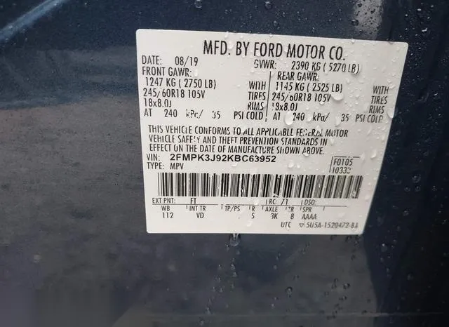 2FMPK3J92KBC63952 2019 2019 Ford Edge- Sel 9