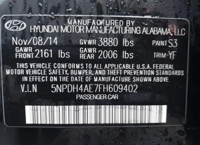 5NPDH4AE7FH609402 2015 2015 Hyundai Elantra- SE 9