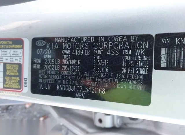 KNDCB3LC7L5421168 2020 2020 KIA Niro- Lxs 9