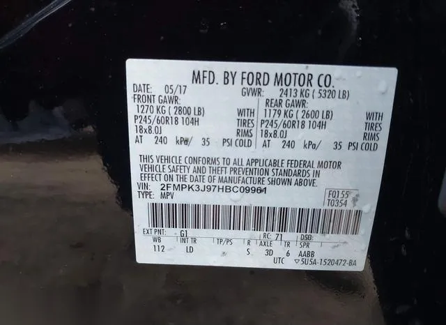 2FMPK3J97HBC09961 2017 2017 Ford Edge- Sel 9