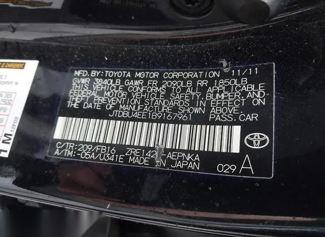 JTDBU4EE1B9167961 2011 2011 Toyota Corolla- LE 9