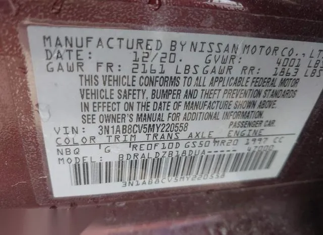 3N1AB8CV5MY220558 2021 2021 Nissan Sentra- Sv Xtronic Cvt 9