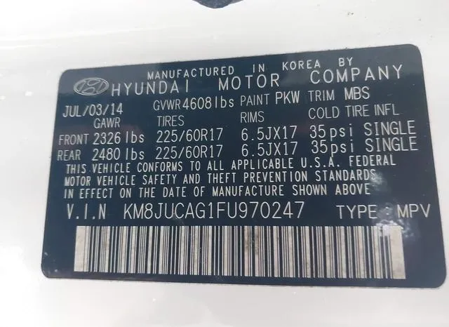 KM8JUCAG1FU970247 2015 2015 Hyundai Tucson- SE 9