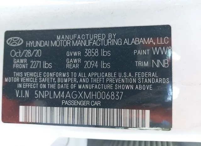 5NPLM4AGXMH006837 2021 2021 Hyundai Elantra- Sel 9