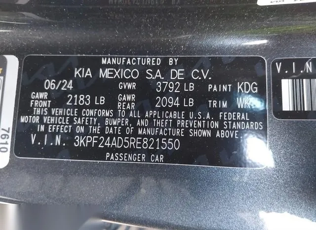 3KPF24AD5RE821550 2024 2024 KIA Forte- Lxs 9