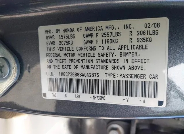 1HGCP36898A042875 2008 2008 Honda Accord- Exl 9