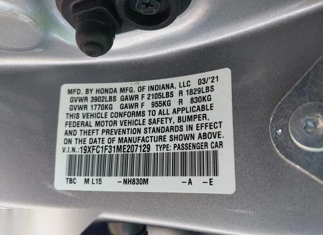 19XFC1F31ME207129 2021 2021 Honda Civic- EX 9