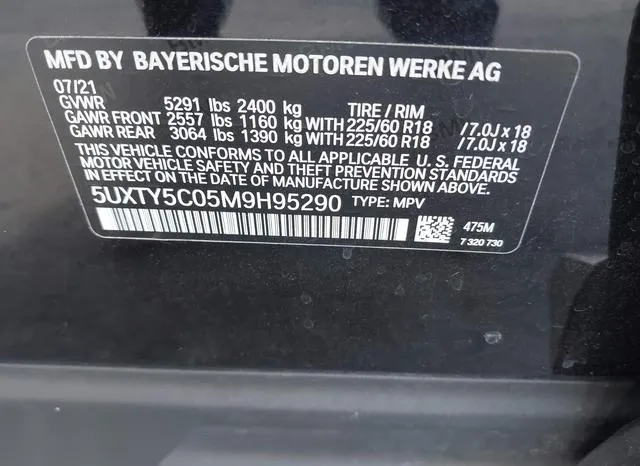 5UXTY5C05M9H95290 2021 2021 BMW X3- Xdrive30I 9