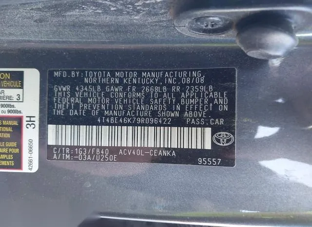 4T4BE46K79R096422 2009 2009 Toyota Camry- LE 9