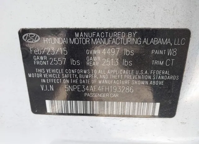 5NPE34AF4FH193286 2015 2015 Hyundai Sonata- Sport 9