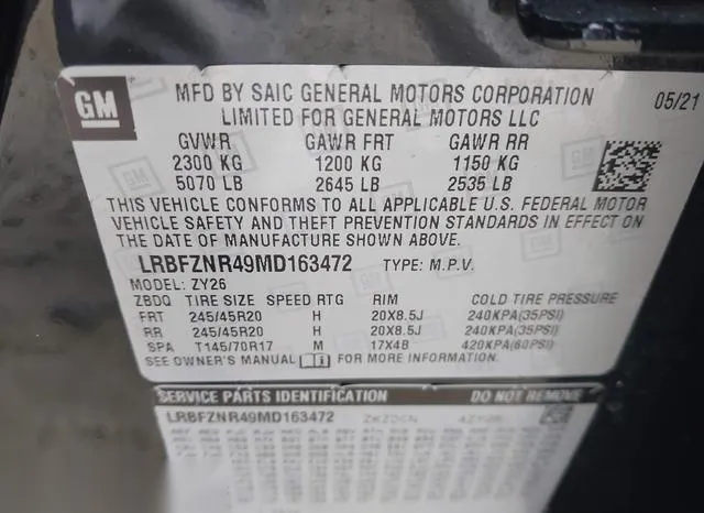 LRBFZNR49MD163472 2021 2021 Buick Envision- Fwd Essence 9