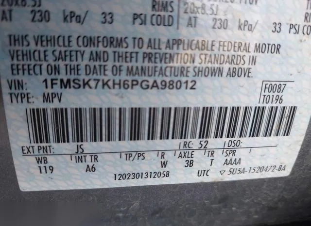 1FMSK7KH6PGA98012 2023 2023 Ford Explorer- St-Line 9