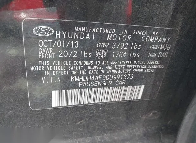 KMHDH4AE9DU991379 2013 2013 Hyundai Elantra- Gls 9