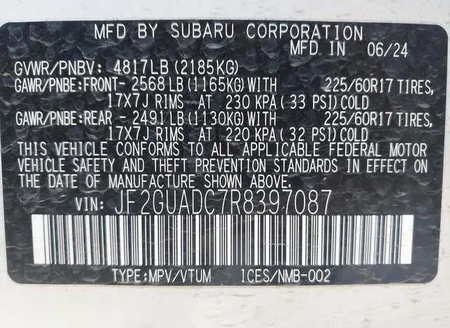 JF2GUADC7R8397087 2024 2024 Subaru Crosstrek- Premium 9