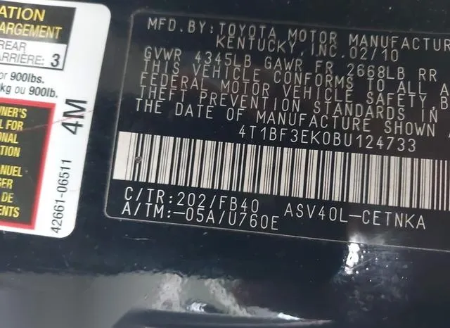 4T1BF3EK0BU124733 2011 2011 Toyota Camry 9