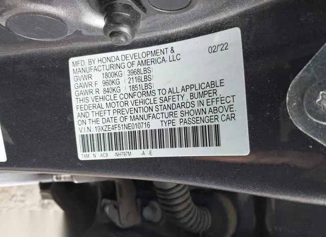 19XZE4F51NE010716 2022 2022 Honda Insight- EX 9