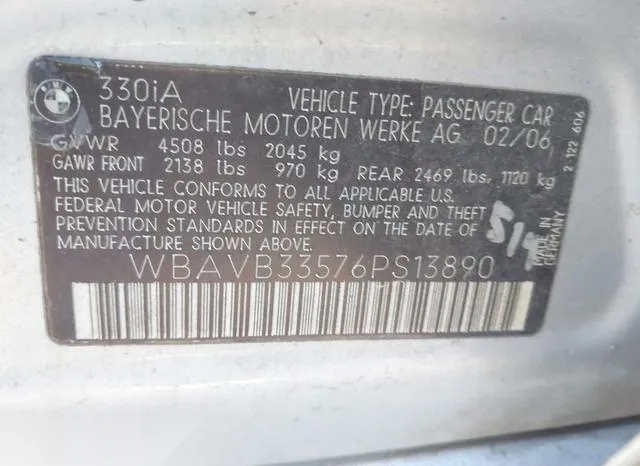 WBAVB33576PS13890 2006 2006 BMW 3 Series- 330I 9