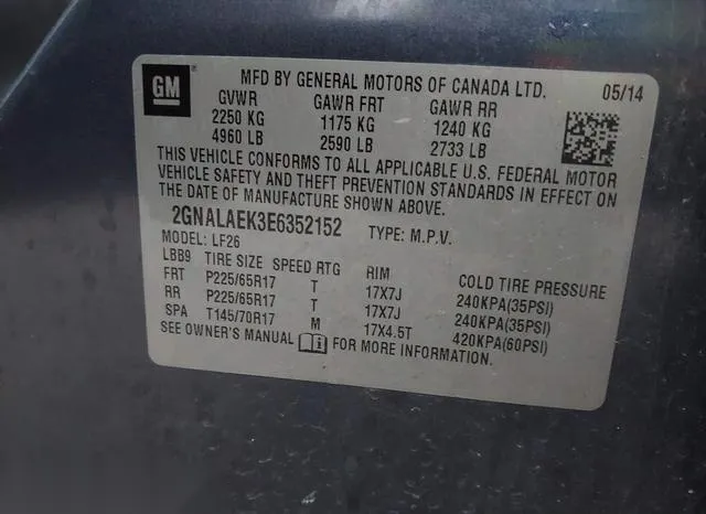 2GNALAEK3E6352152 2014 2014 Chevrolet Equinox- LS 9