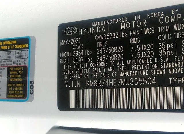 KM8R74HE7MU335504 2021 2021 Hyundai Palisade- Calligraphy 9