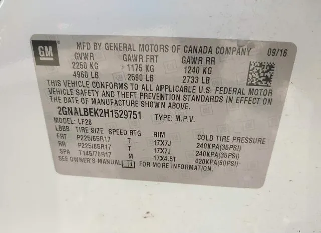 2GNALBEK2H1529751 2017 2017 Chevrolet Equinox- LS 9