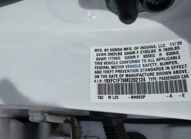 19XFC1F76ME202124 2021 2021 Honda Civic- Ex-L 9