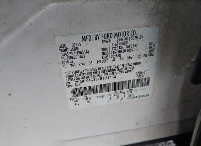 2FMPK4K83FBB88132 2015 2015 Ford Edge- Titanium 9