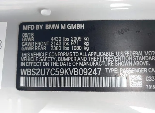 WBS2U7C59KVB09247 2019 2019 BMW M2- Competition 9