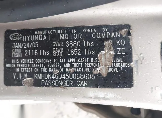 KMHDN46D45U068608 2005 2005 Hyundai Elantra- Gls/Gt 9