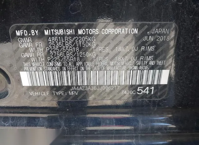 JA4AZ3A36JJ006217 2018 2018 Mitsubishi Outlander- Es/Le/Se/Sel 9